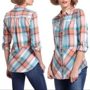 Anthropologie Holding Horses Plaid Seamed Flannel
